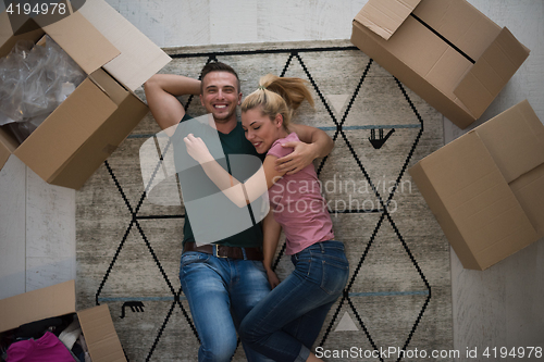 Image of Top view of attractive young couple