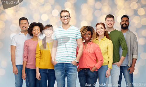 Image of international group of happy smiling people