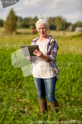 Image of senior woman with tablet pc computer at county