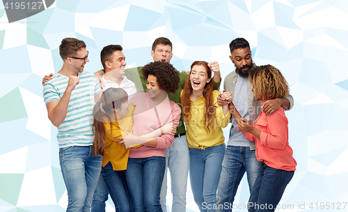 Image of international group of happy smiling people