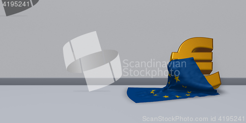 Image of euro symbol and european union flag - 3d illustration