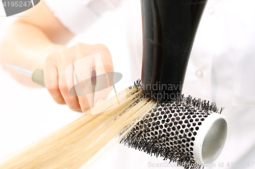Image of Hairdresser  dry hair Modeling hair brush Hair styling brush
