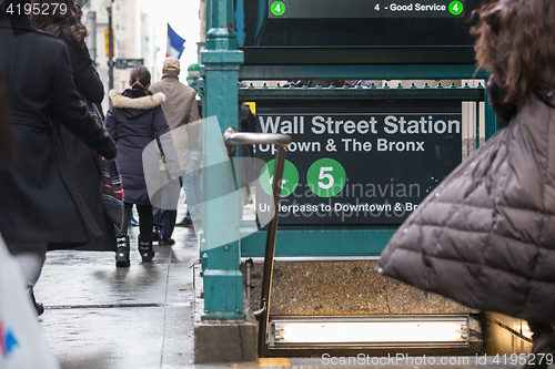 Image of Wall street subway station in New York City.