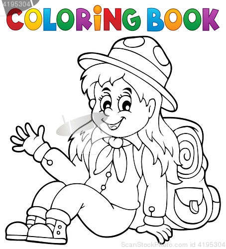 Image of Coloring book scout girl theme 1