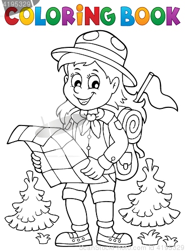 Image of Coloring book scout girl theme 2