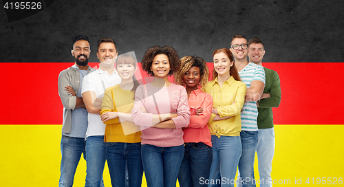 Image of international group of happy smiling people