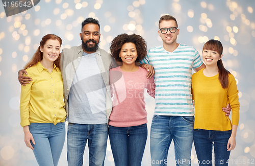 Image of international group of happy smiling people