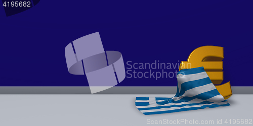 Image of euro symbol and greek flag - 3d illustration