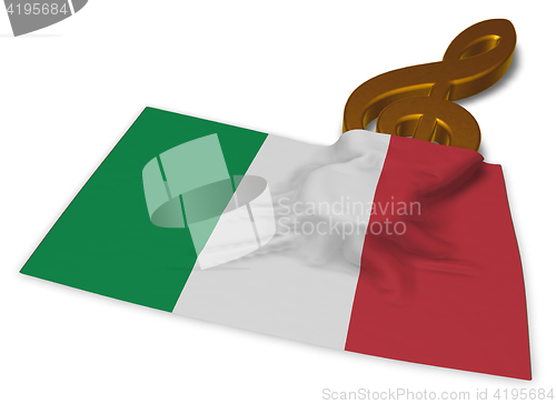 Image of clef symbol and italian flag - 3d rendering