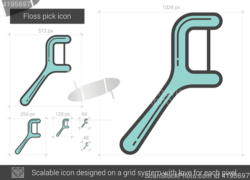 Image of Floss pick line icon.