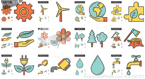 Image of Ecology line icon set.