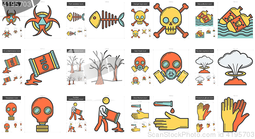 Image of Ecology biohazard line icon set.