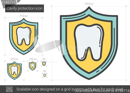 Image of Cavity protection line icon.