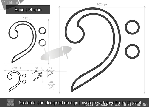 Image of Bass clef line icon.