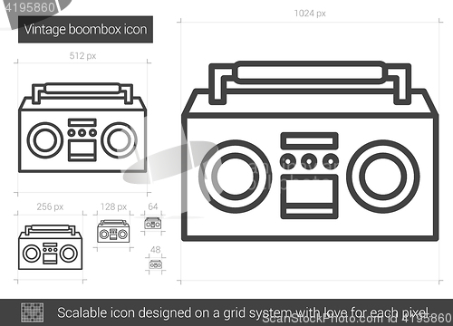 Image of Vintage boombox line icon.