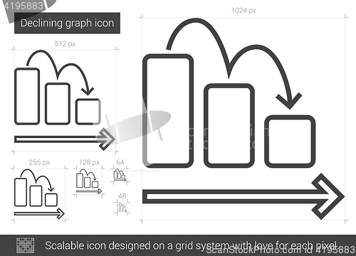 Image of Declining graph line icon.