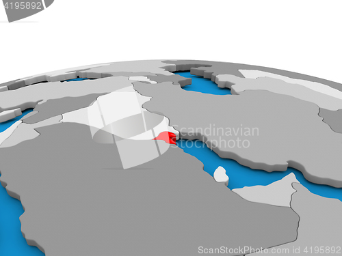 Image of Kuwait on globe in red