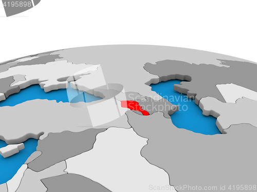 Image of Armenia on globe in red