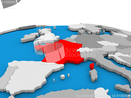 Image of France on globe in red