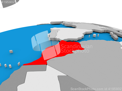 Image of Morocco on globe in red