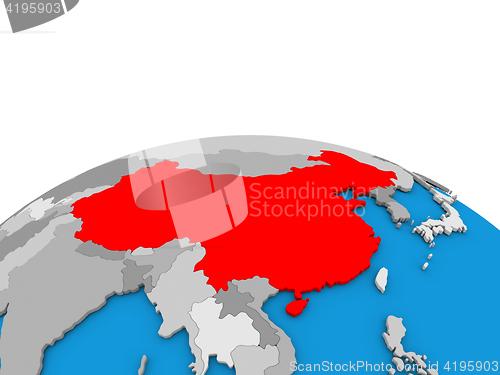 Image of China on globe in red