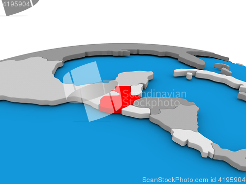 Image of Guatemala on globe in red