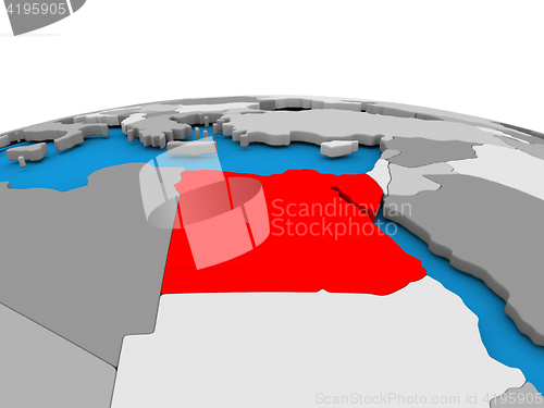 Image of Egypt on globe in red