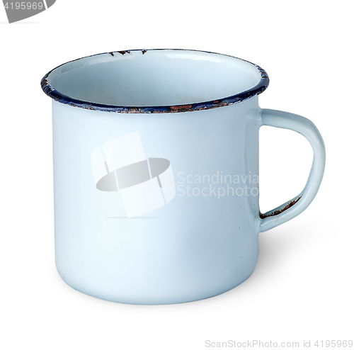 Image of Old worn enameled mug rotated