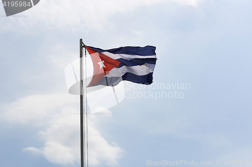 Image of National flag of Cuba on a flagpole