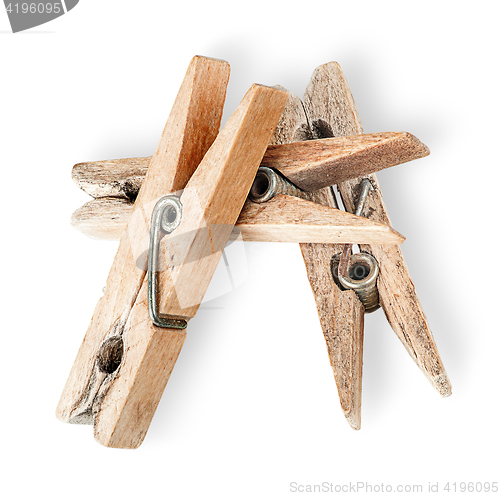 Image of Heap of old wooden clothespins