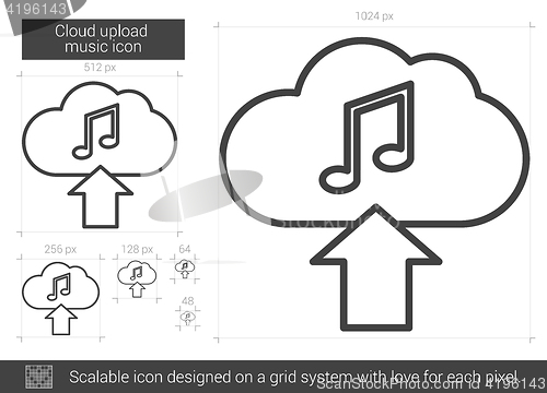 Image of Cloud upload music line icon.