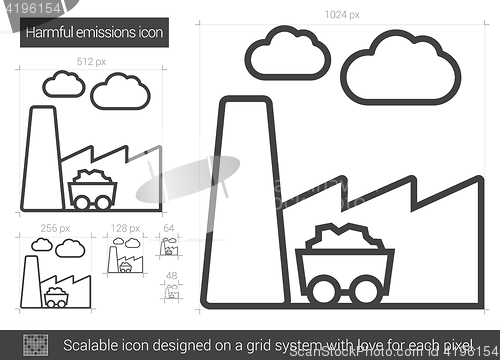 Image of Harmful emissions line icon.