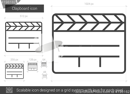 Image of Clapboard line icon.
