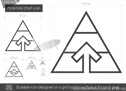 Image of Pyramid chart line icon.