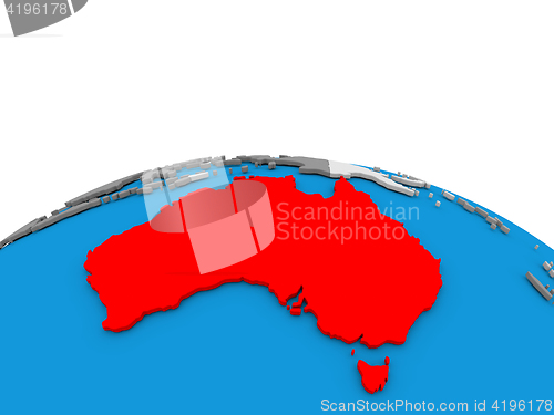 Image of Australia on globe in red