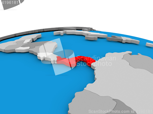 Image of Panama on globe in red