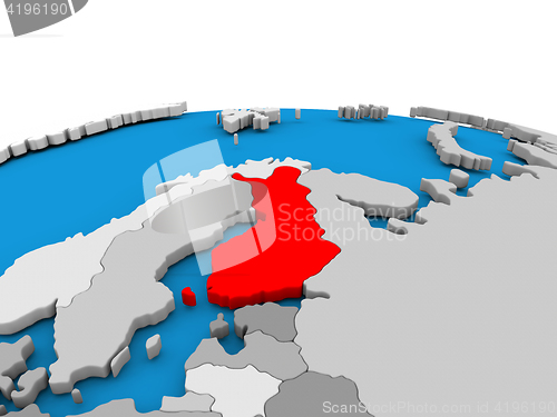 Image of Finland on globe in red