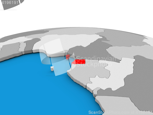 Image of Equatorial Guinea on globe in red