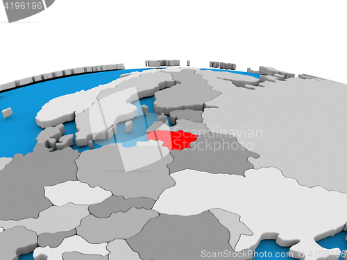 Image of Lithuania on globe in red