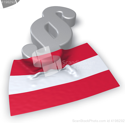 Image of paragraph symbol and austrian flag - 3d rendering