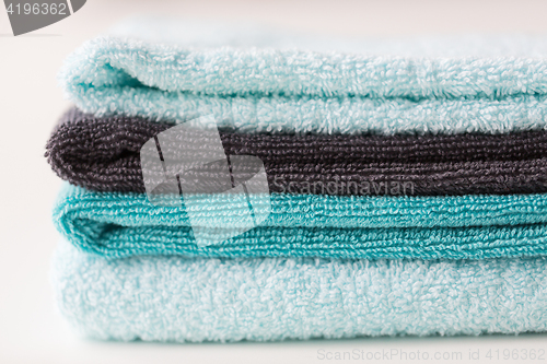 Image of close up of stacked bath towels