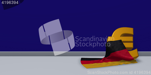 Image of euro symbol and german flag - 3d illustration