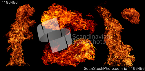 Image of Fire set isolated on black background.