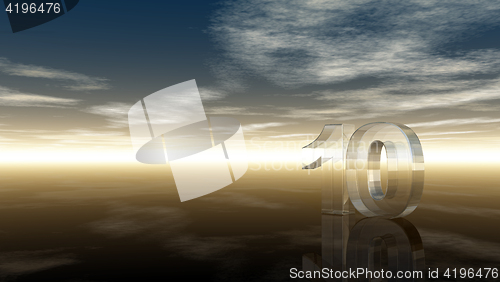 Image of glass number ten under cloudy sky - 3d rendering