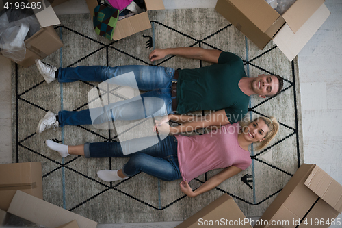 Image of Top view of attractive young couple