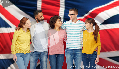 Image of international group of happy smiling people