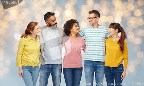 Image of international group of happy smiling people