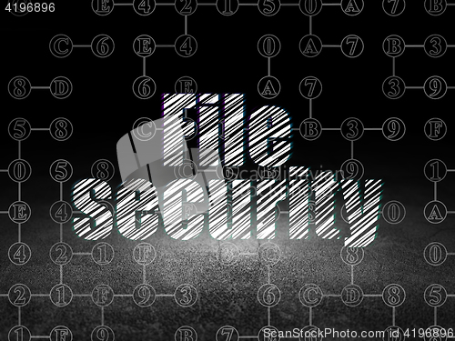 Image of Protection concept: File Security in grunge dark room