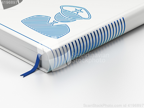 Image of Privacy concept: closed book, Police on white background