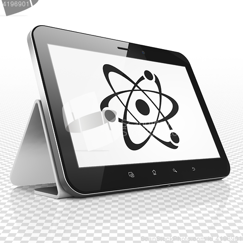 Image of Science concept: Tablet Computer with Molecule on display